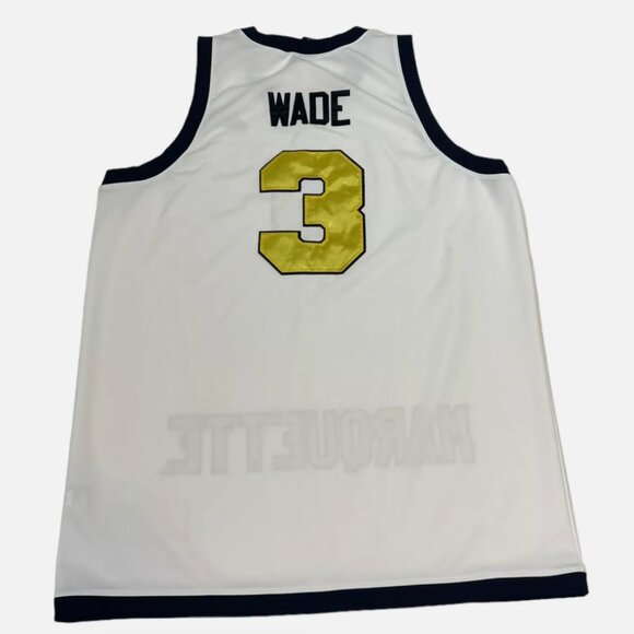 Vintage Dwayne Wade Nike Marquette Jersey NCAA Size XL Stitched White Gold EUC - Picture 3 of 3